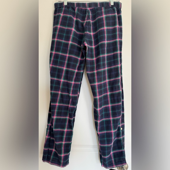 aerie Plaid Off-Duty Flannel Trouser PJs Pajama Pants EUC Navy Blue Pink… - Picture 2 of 6